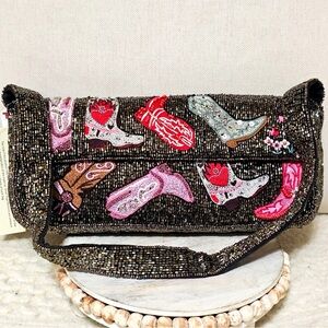 Viral beaded boots bag purse HTF